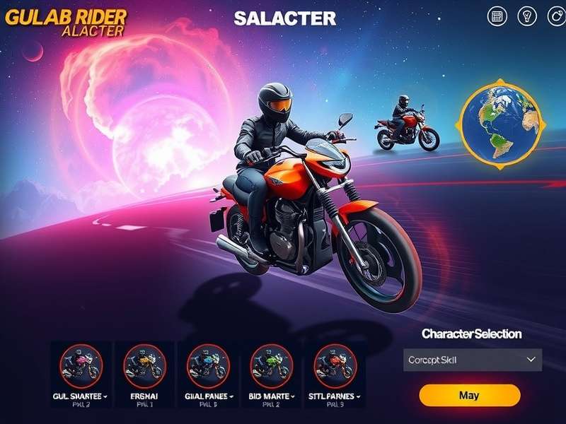 Cosmic Gulab Rider concept art showing a future Kerala Backwaters track