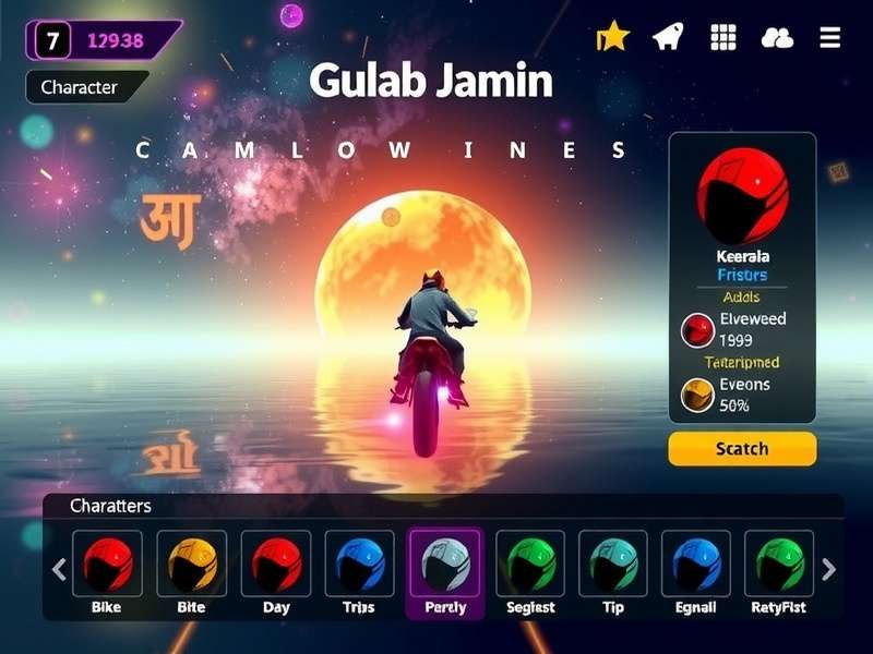 Cosmic Gulab Rider character selection screen showing various bike skins